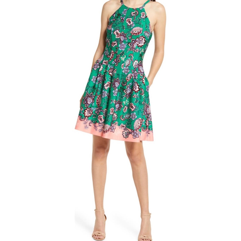 Vince Camuto Halter Fit & Flare Dress